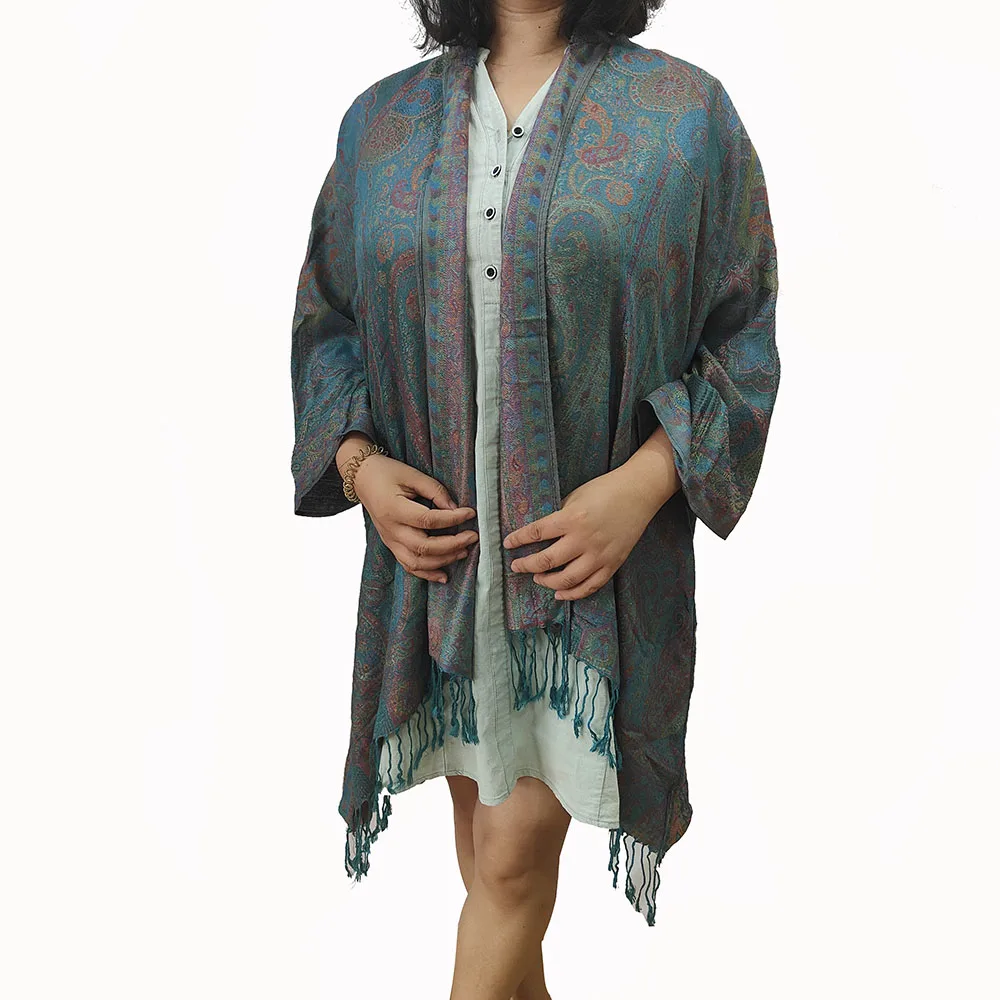 Coloful Pashmina Kimono Wholesale New Designs Paisley Pashmina Softest Wholesale Long Robes for Women