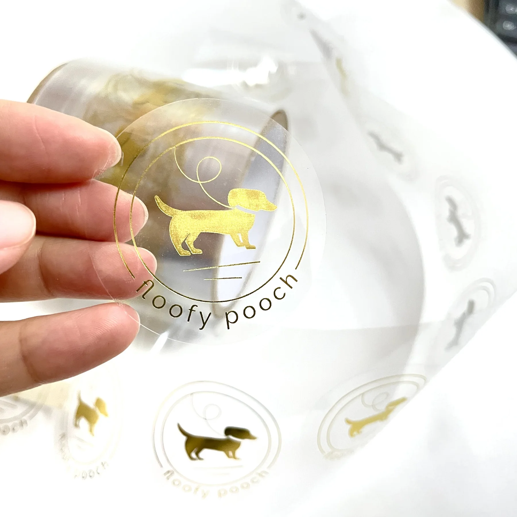 Custom Gold Silver Foil Transparent Printing Packaging Clear Vinyl Gold Stickers