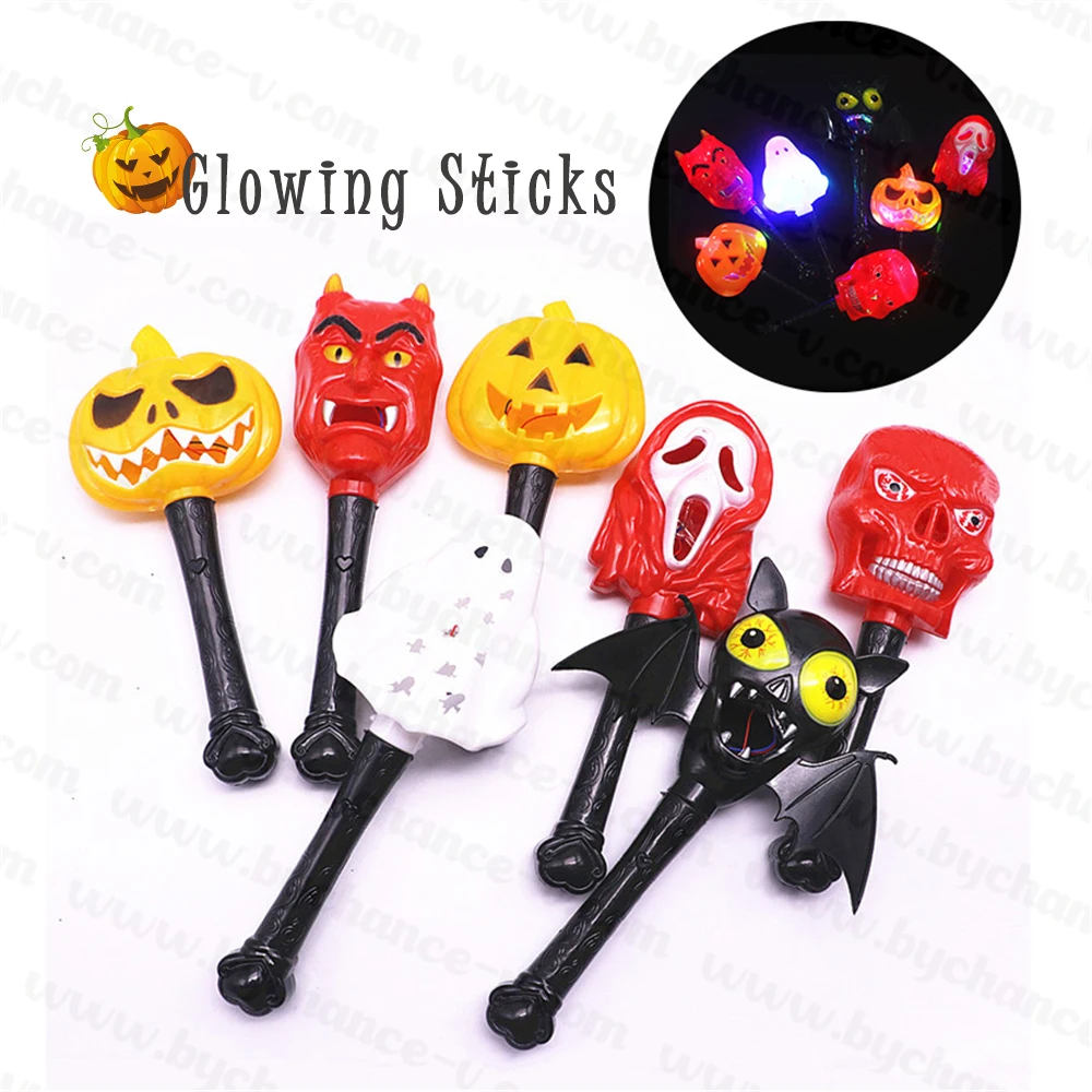 party glowing toy Halloween pumpkin ghost witch devil luminous stick LED wand glow sticks for fun party supplies