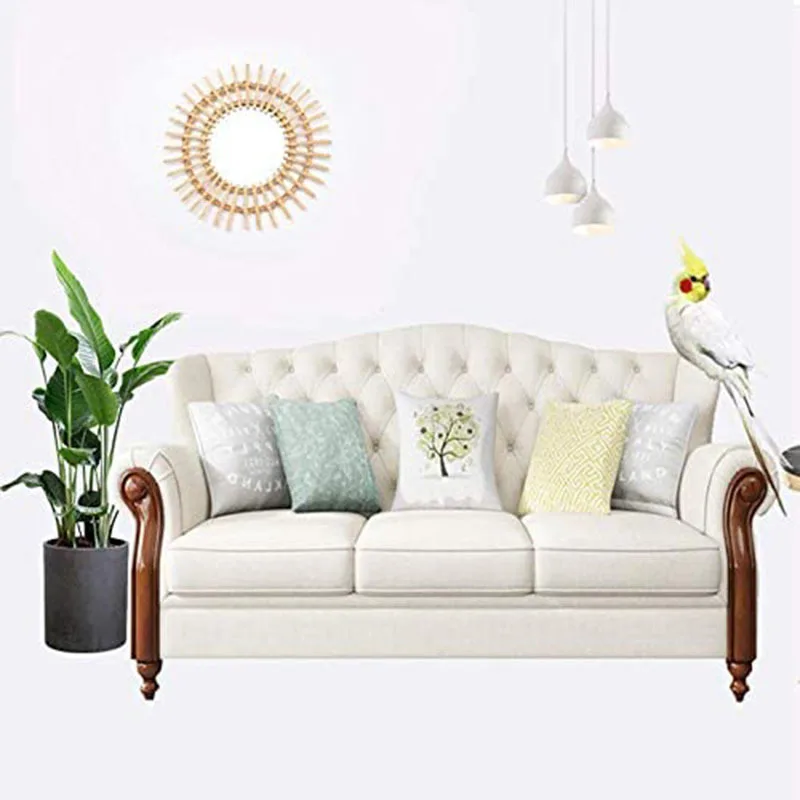 Ручная работа Boho ручная работа Тканое украшение для дома большое ротанговое настенное висящее зеркало