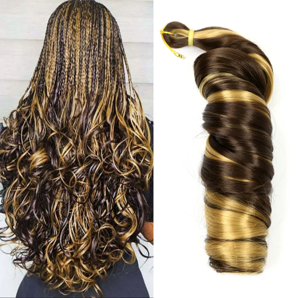 Long Wavy Crochet Braid Yaki Pony Style Spiral Loose shiny Loose Wave Braiding Hair French Curles Crochet braid Synthetic Hair