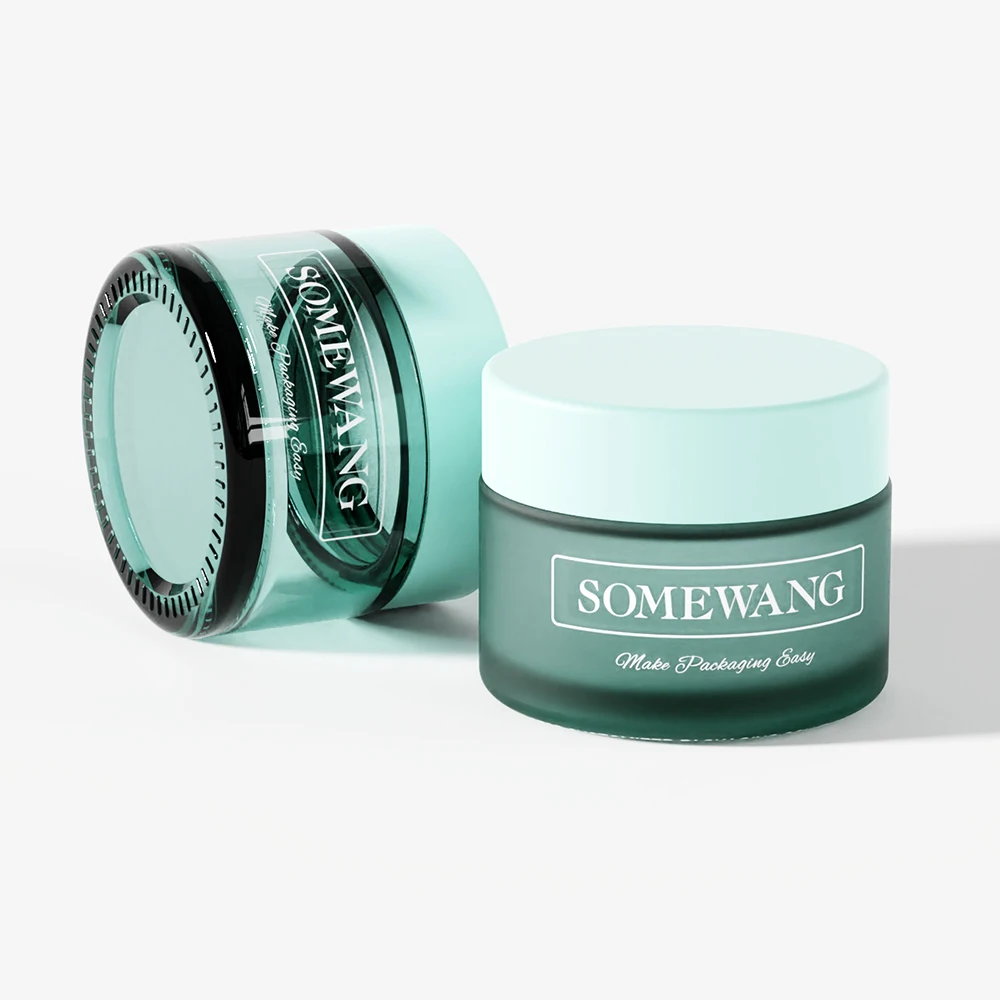 Glass Jar Wholesale Cosmetic Glass Plastic Screw Cap Round, Mason for Cream , Frosted Cream Glass Packaging 50g 100g Black