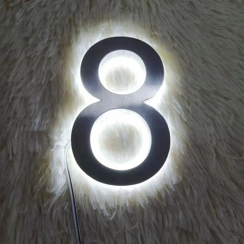 yangyu Outdoor custom gold stainless steel halo lit 3d led outdoor shop wall sign channel letter sign