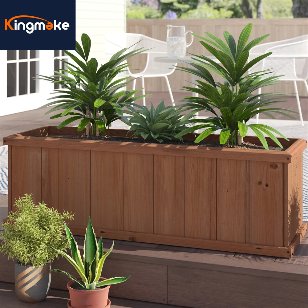 Simple Environmental Protection Outdoor Garden Plant Planter Patio Floor Wooden Rectangular Box Planter