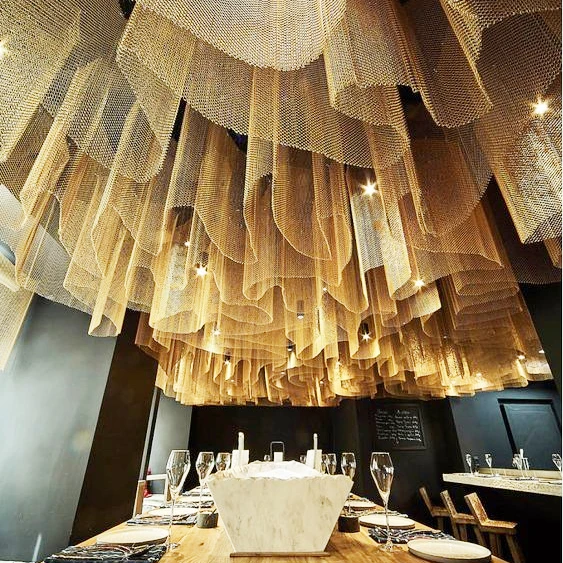 2023 Decorative Metal Curtain Coil Drapery Mesh Panel Wall