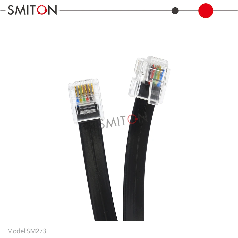 Customized 1m 1.5m Rj12 Cable 6p6c Telephone Jumper Cable 6p6c 6 Conductor Rj12 Telephone Cable