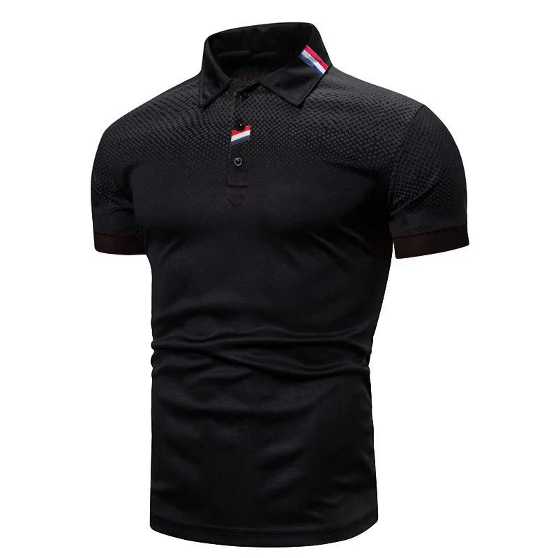 Custom Men New Design  Embroidered Rubber Silicone Logo Sports Breathe Slim Fit Solid Color Golf Polo T Shirts