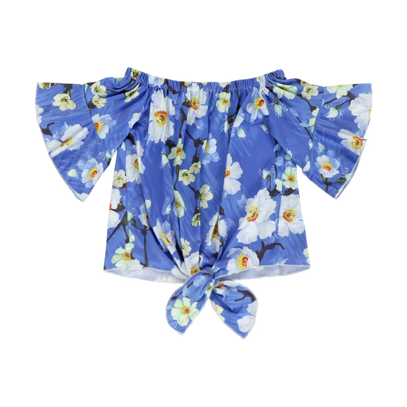 
High quality off shoulder bell bottom sleeve baby summer tops for girls girls shirts girls tops wholesale price 