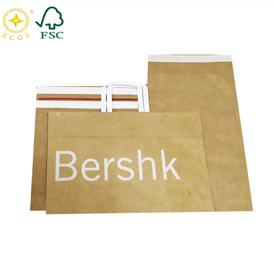 Custom 100% Biodegradable Gusset Brown White Kraft Paper Bag Mailer Envelope for Clothes