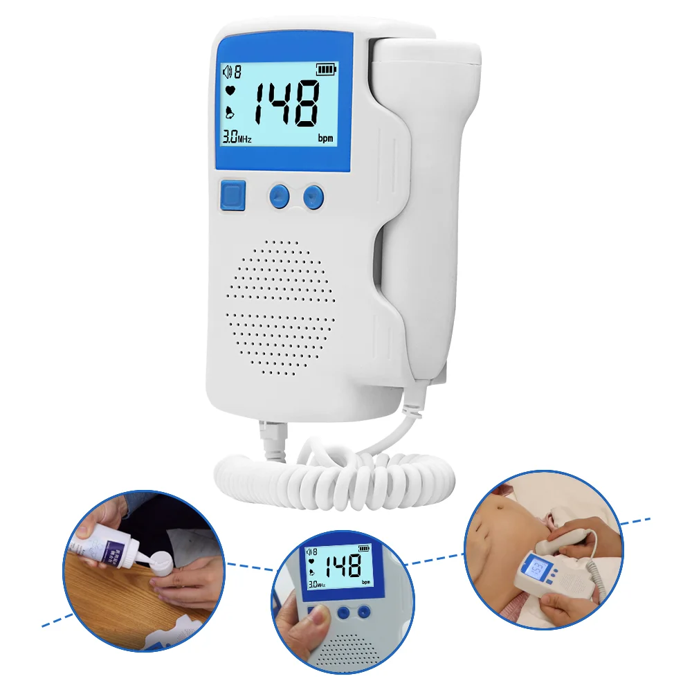 510K CE Certified Digital Dry Cell Fetal Doppler Ultrasound Baby Heart Detector Home Fetal Heart Monitor
