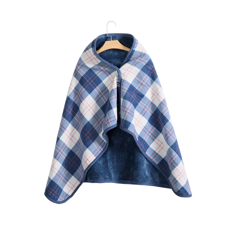 Custom Winter Multi-purpose Polar Fleece Throw Blanket Colorful Cloak Grid Stripe Design Scarf Shawl Blanket