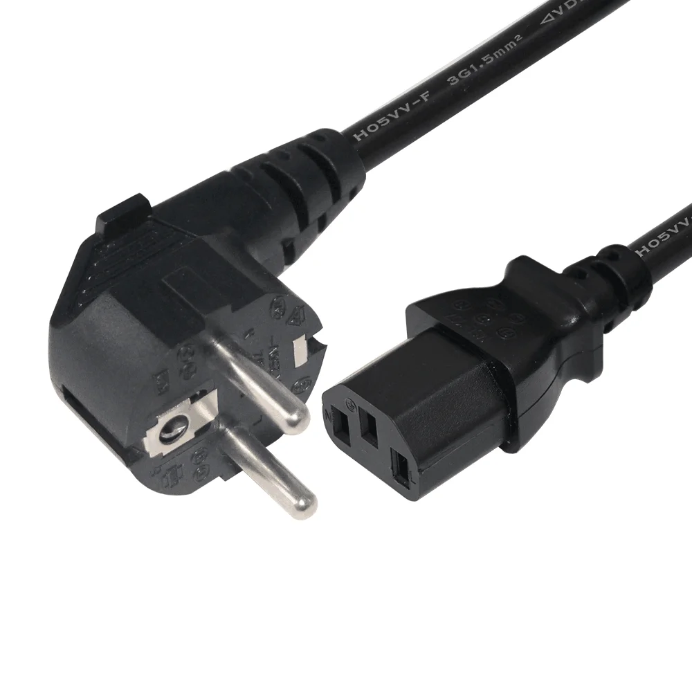 1.5m 2m C19 IEC 16A 250V European 3 pin Round Plug Cable European Standard Ac Power Cord