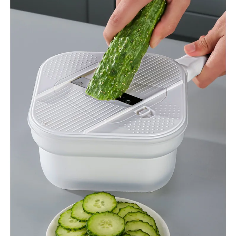 Kitchen Fruit Vegetable Washer Drainer with Handle Julienne Shredder Manual Vegetable Cutter Tool Garlic Cheese Grater Slicer