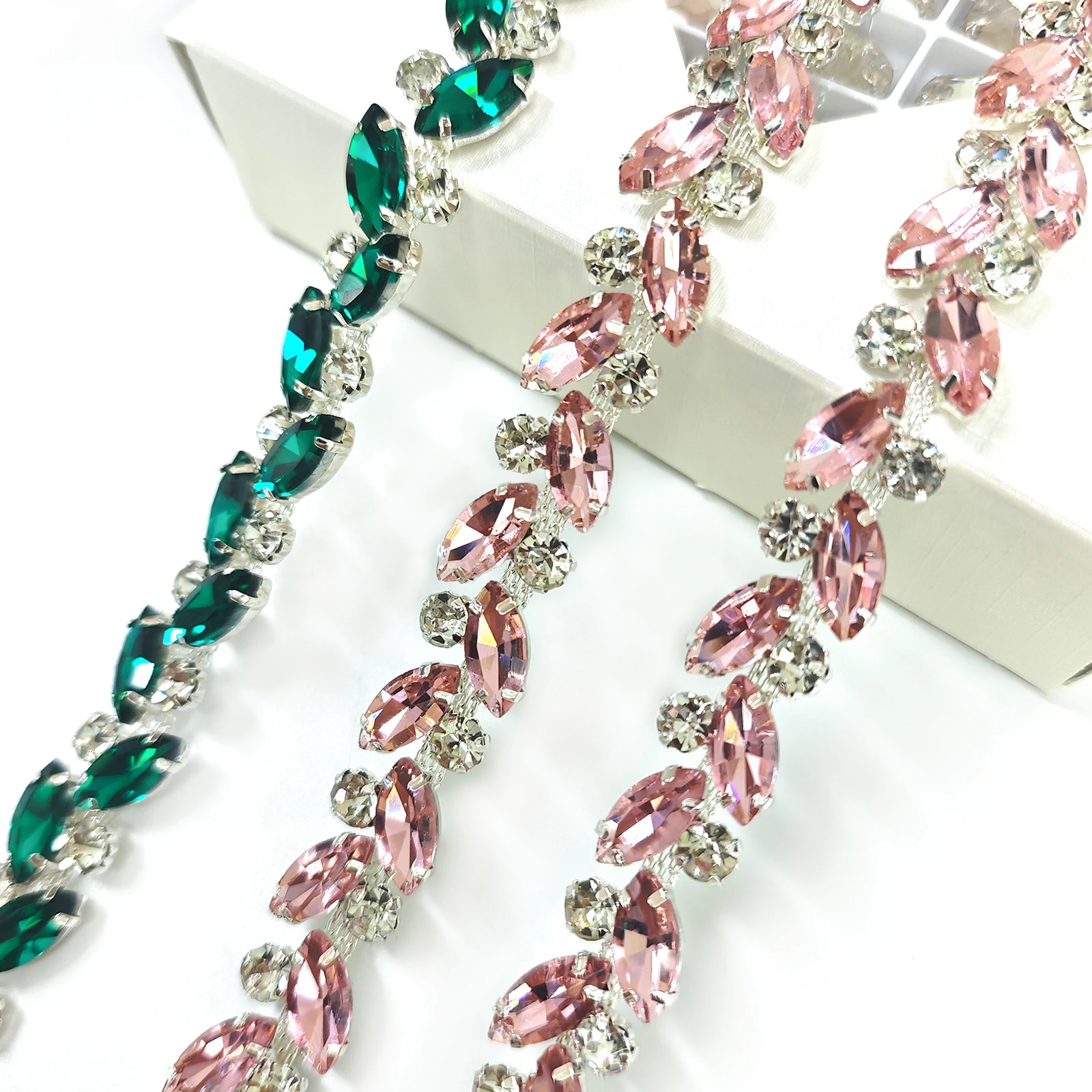 Fancy Rhinestone Flower Applique Glass Sew-On Marquise round Stone Strass Crystal Trim Patches Bridal Sash Decoration Shoes Bags