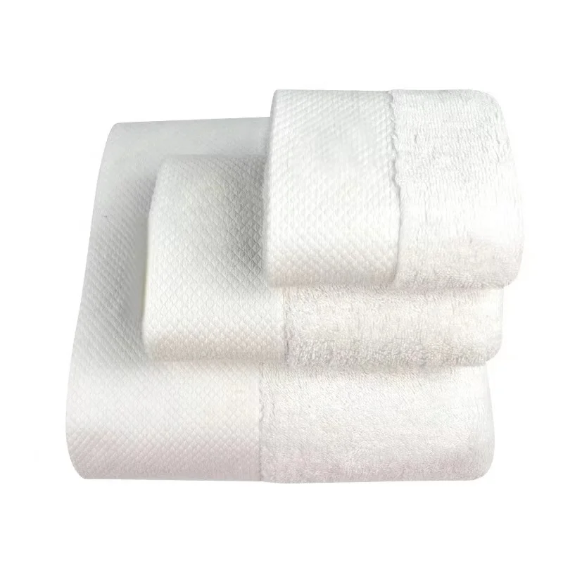 Pure 100 cotton embroidery hotel white absorbent towel bath towel set