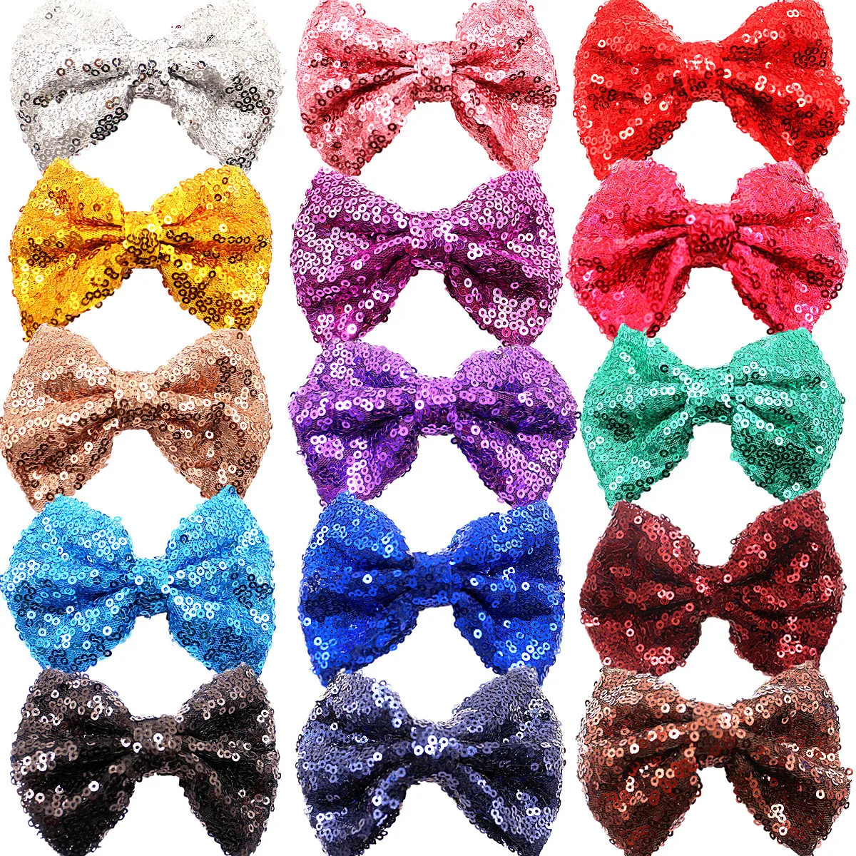 Wholesale 4inchs baby girls stage performance hairpins kids sequins bow hair clips