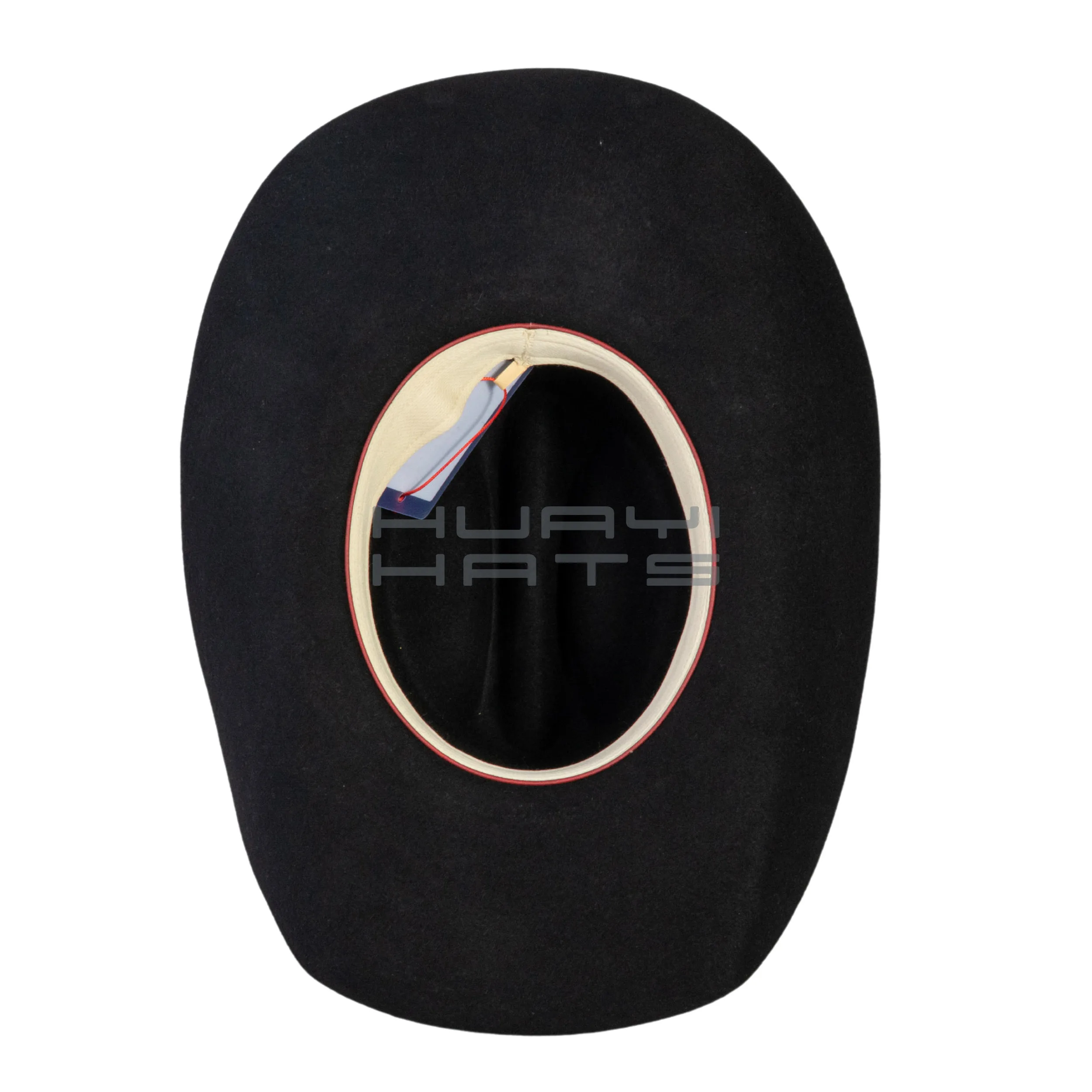 Huayihats Wholesale Custom Black Wool Felt Cowboy Hat With Leather Hatband