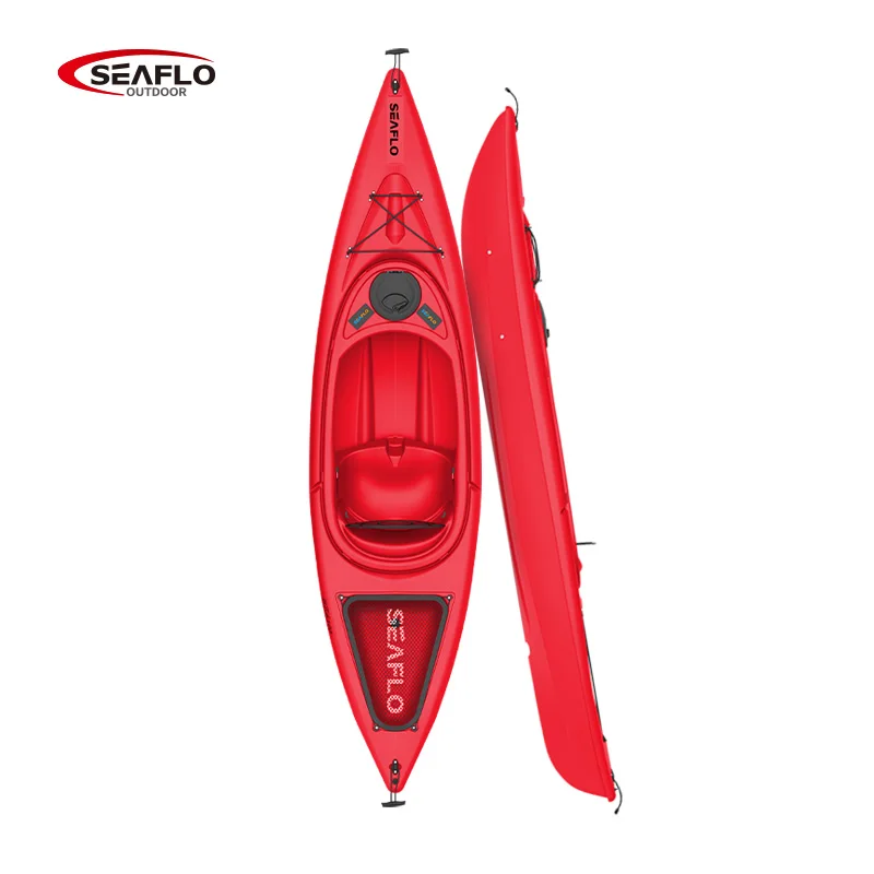SEAFLO factory wholesale ocean blow molded 1 person sit in sea kayak canoe solo cheap plastic sport fishing kayak for sale