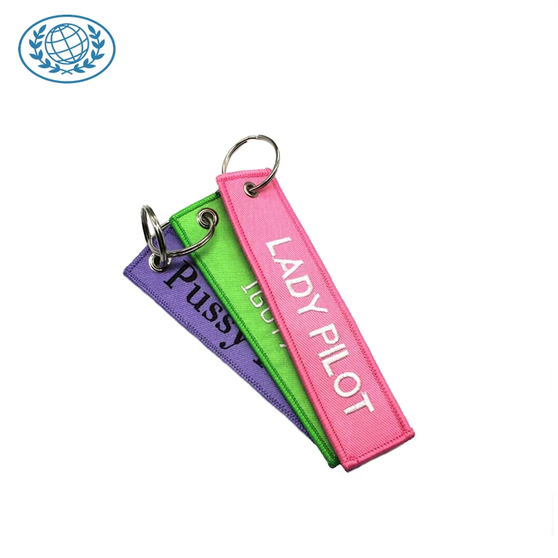 Custom Size keychain Embroidered aviation keychain before flight personnel keyrings No MOQ