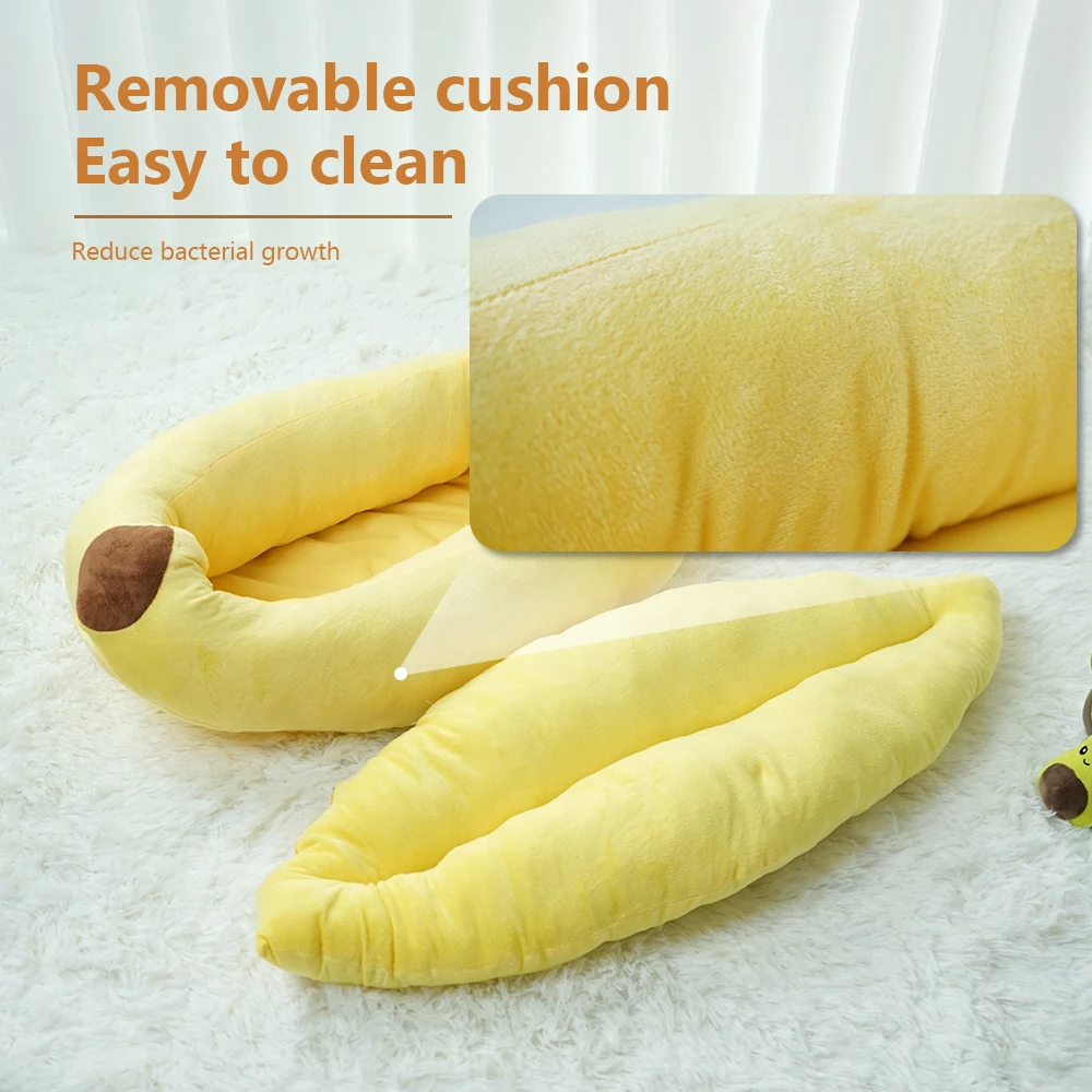 Cozy Banana-Shaped Pet Bed Detachable Washable Nest for Small Medium Dogs Cats