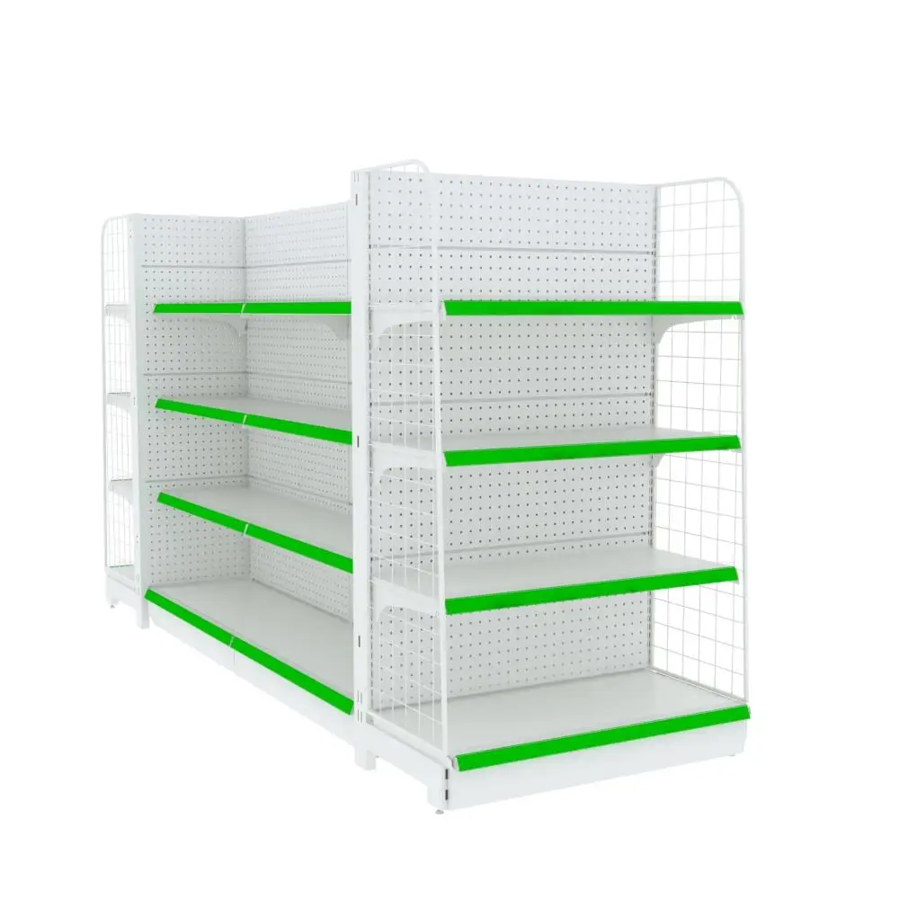 Gondola Metallic Double Sided Supermarket Shelves Customized Store Shelves Supermarket Shelf