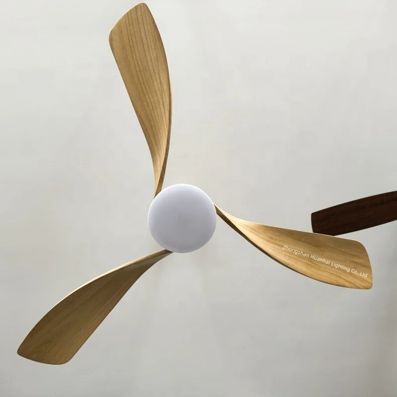Home Appliciances Commercial 220v Wood Ventilador Remote Control Inverter Wooden Led Light Ceiling Fan