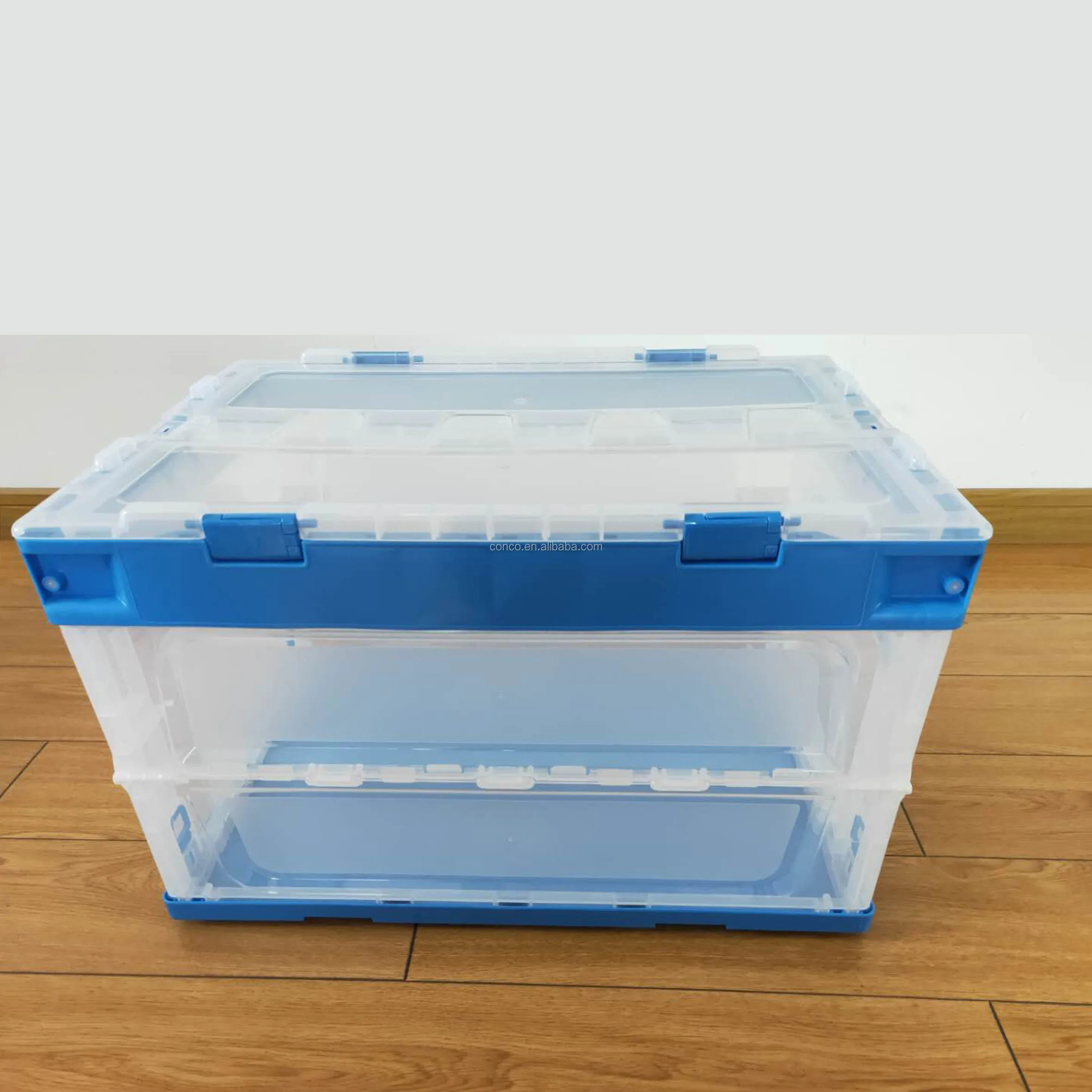 Full new PP materials  Foldable plastic storage box,transparent folding plastic box with lid