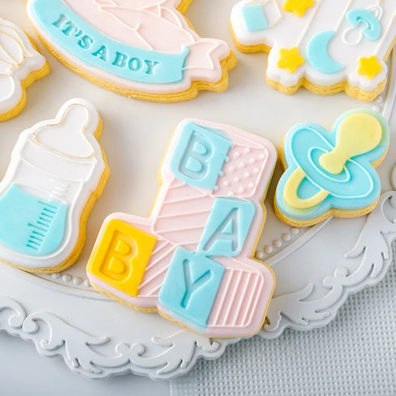 Saffron Baby shower fondant embosser cookie cutter acrylic stamp plastic cutters for embossing cookies
