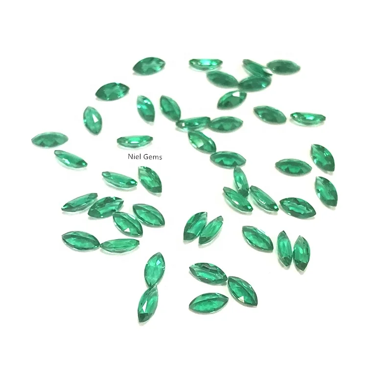 Zambia small gems stone price grown cutting marquise lab created emeralds zambian green emerald gemstone