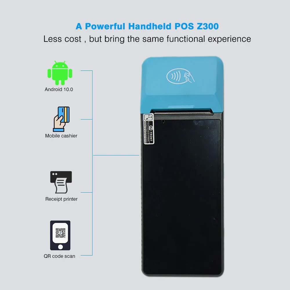  Умный мобильный 4G WiFi Портативный NFC Android POS-терминал с принтером