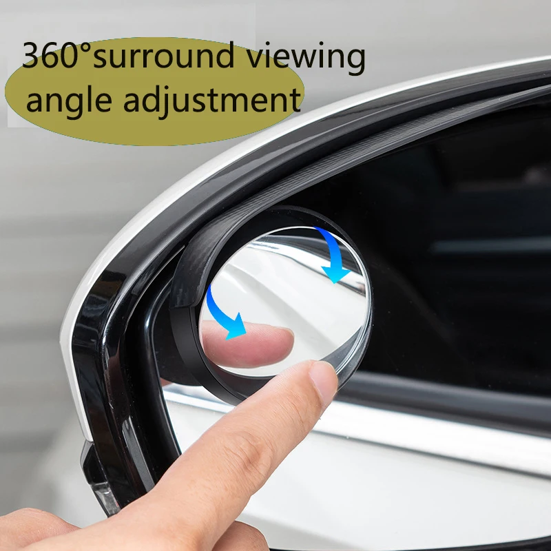 2pcs Carbon Fiber Car Rearview Rain Eyebrow Blind Spot Mirror Small Round Mirror Wide Angle Hd Car Mirror Interior Accessories