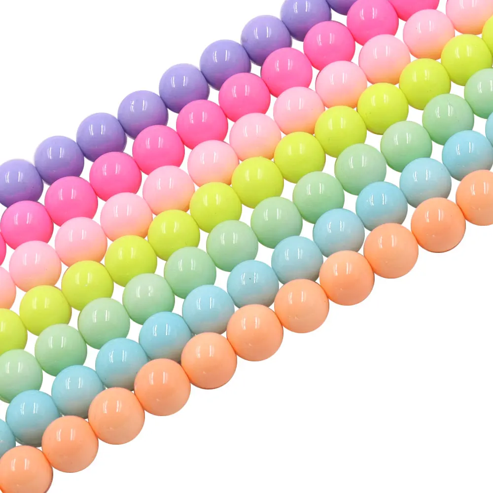 In stock Round 10mm non trace glass beads with drilled hole solid color beads colorful glass bead for jewelry making