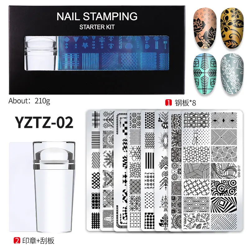 Wholesale Printing set Seal Printing Plate Nail Polish Free painting Nail tools full set