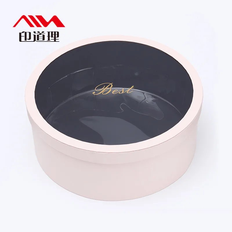 Wholesale  Cardboard With Hat Round Tube  Luxury Round Flower Box Velvet Box For Rose Packing