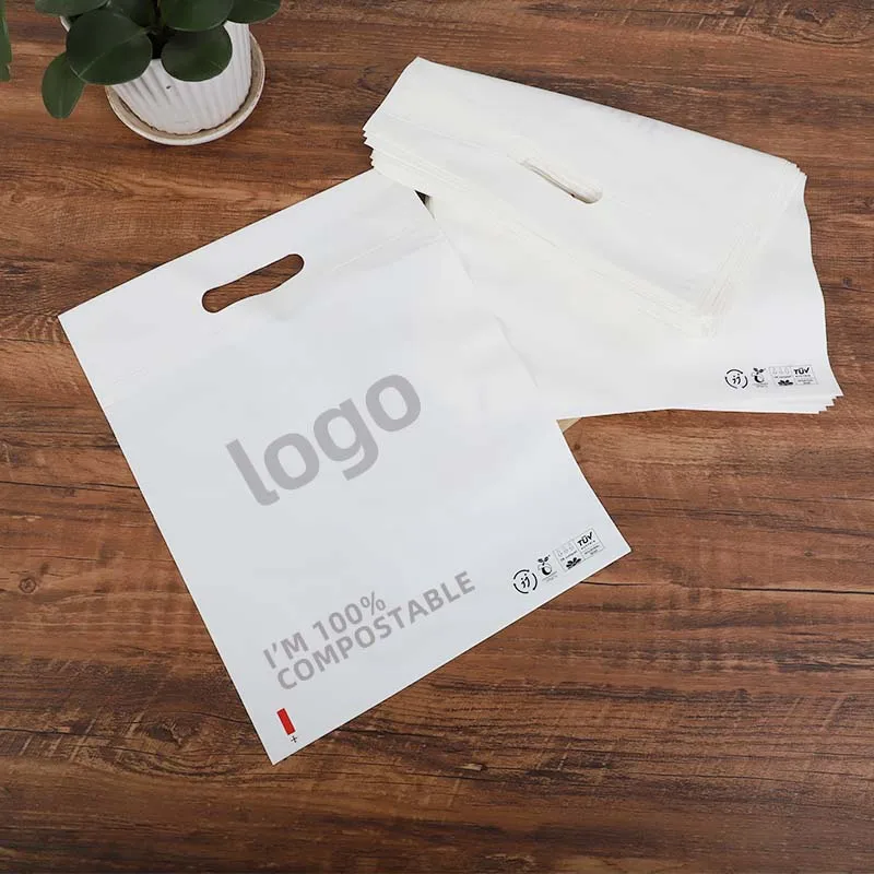 Eco friendly vest carrier bag biodegradable die cut handbag custom shopping bags die cut