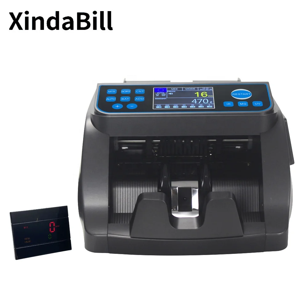 6000D EUR Value Money Cash Counter Machine Fake Bill Detector Banknote Fast Counting Speed Portable Detecting
