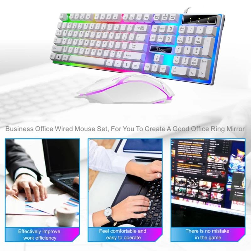 
OEM Usb Wired Computer Gaming Led Mechanical Keyboard And Mouse Combo 