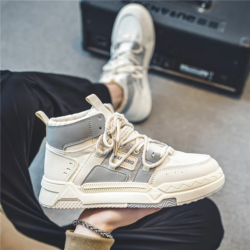 High Quality High Top Men Shoes Custom Men Sneakers Fashion Breathable Flat Shoes Comfortable Skateboarding Shoes