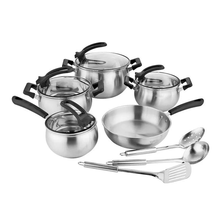 Stainless Steel Pot and Pans Set, Cooking Pots Stainless Steel Cookware Set,Heats Quickly ,Suitable for Stove Kitchen