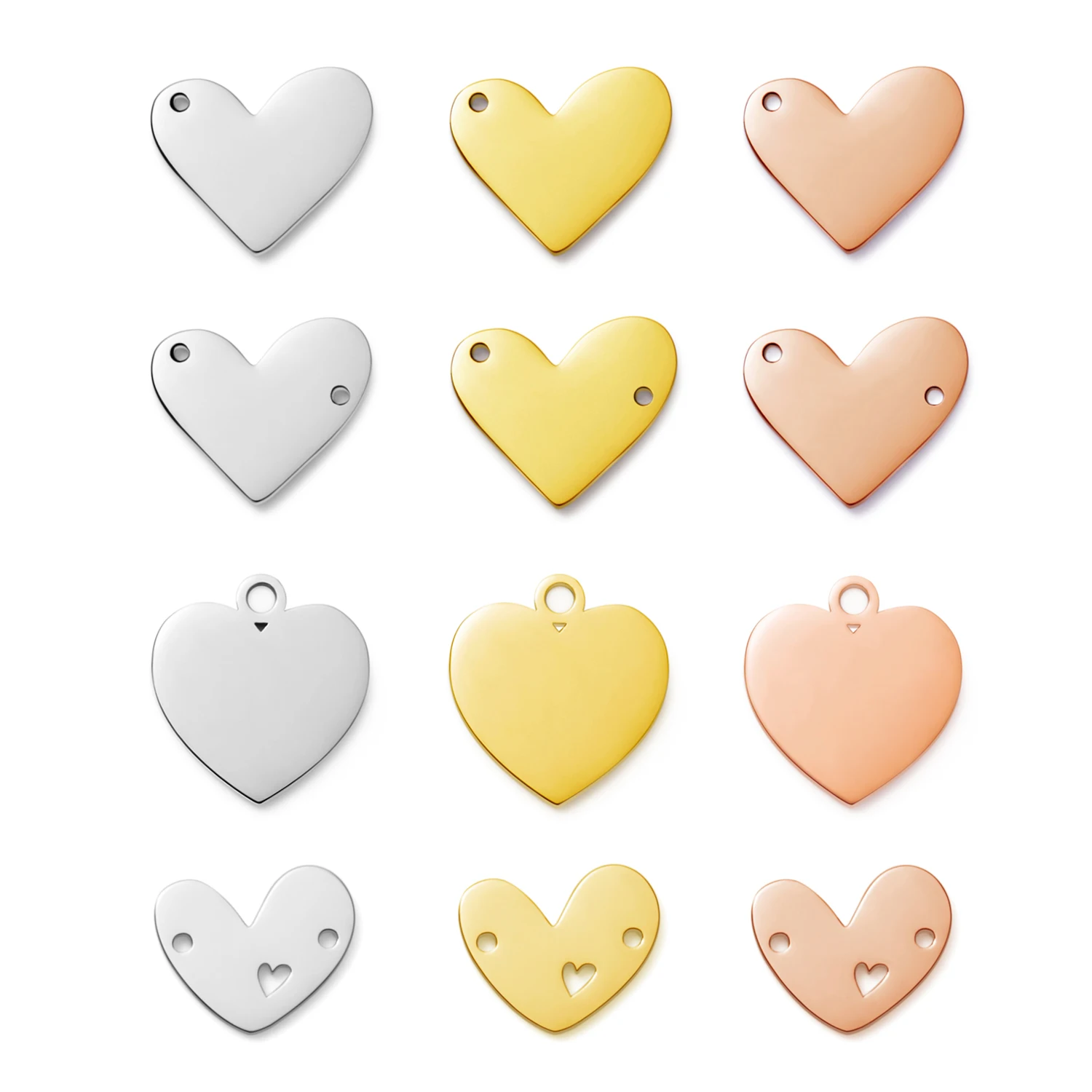 Wholesale Stainless Steel Gold Heart Custom Bar Blank Plate Laser Engraved Logo Pendants for Bracelets Necklace