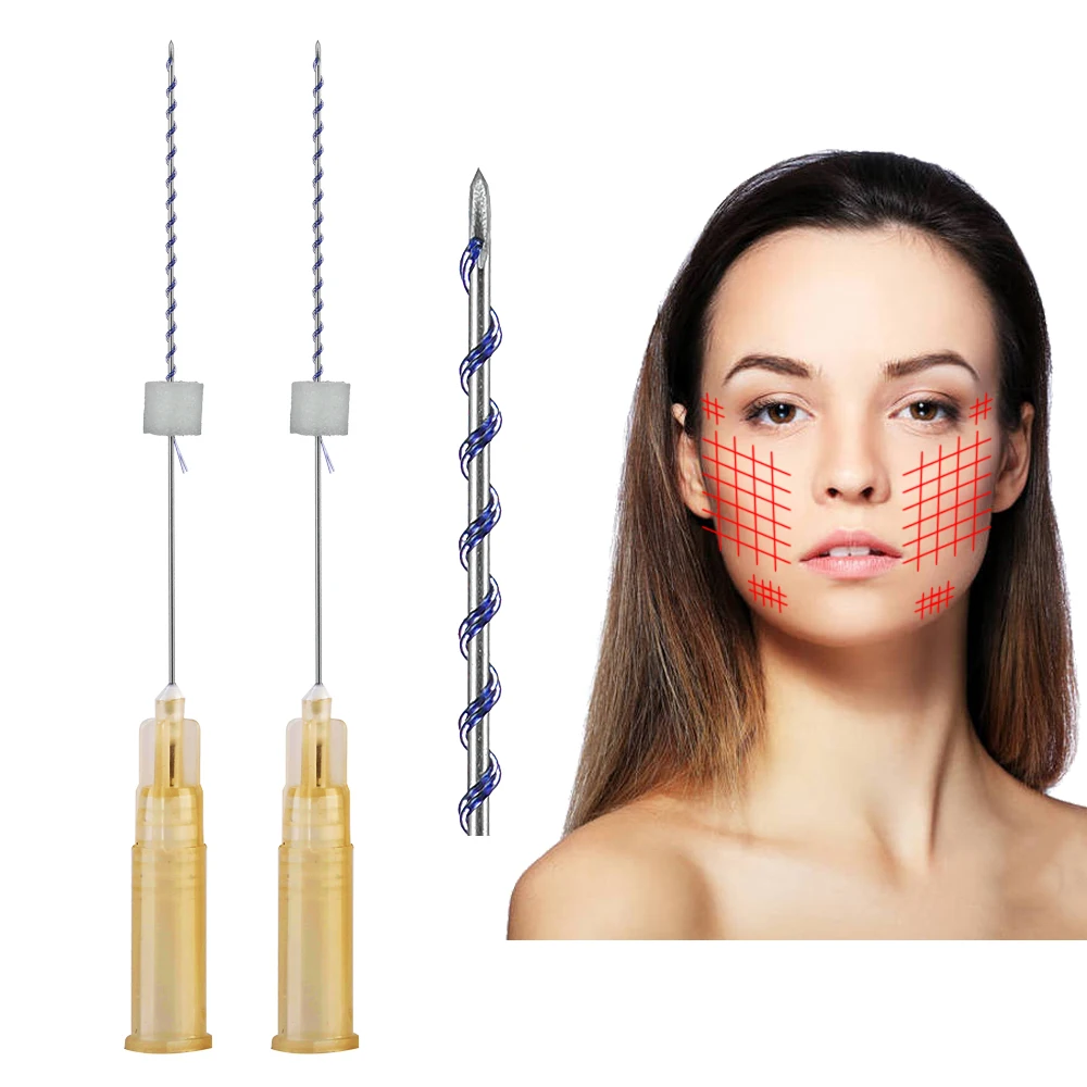 Korea Face Chin Lifting Hilos Tensores 26G 25mm Sharp Tip Needle Double Screw Pdo Thread