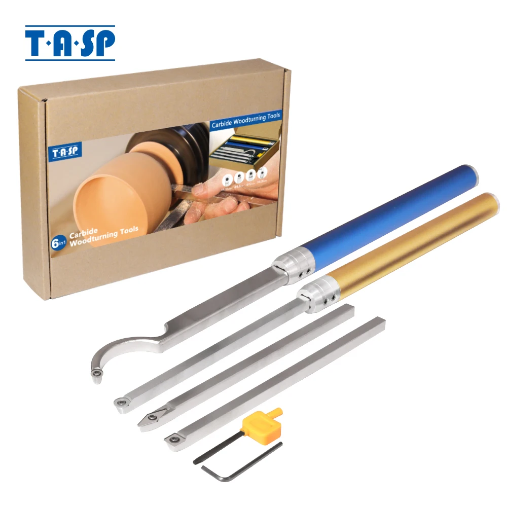 TASP 6pcs Carbide Wood Turning Tools Set Wood Lathe Accessories