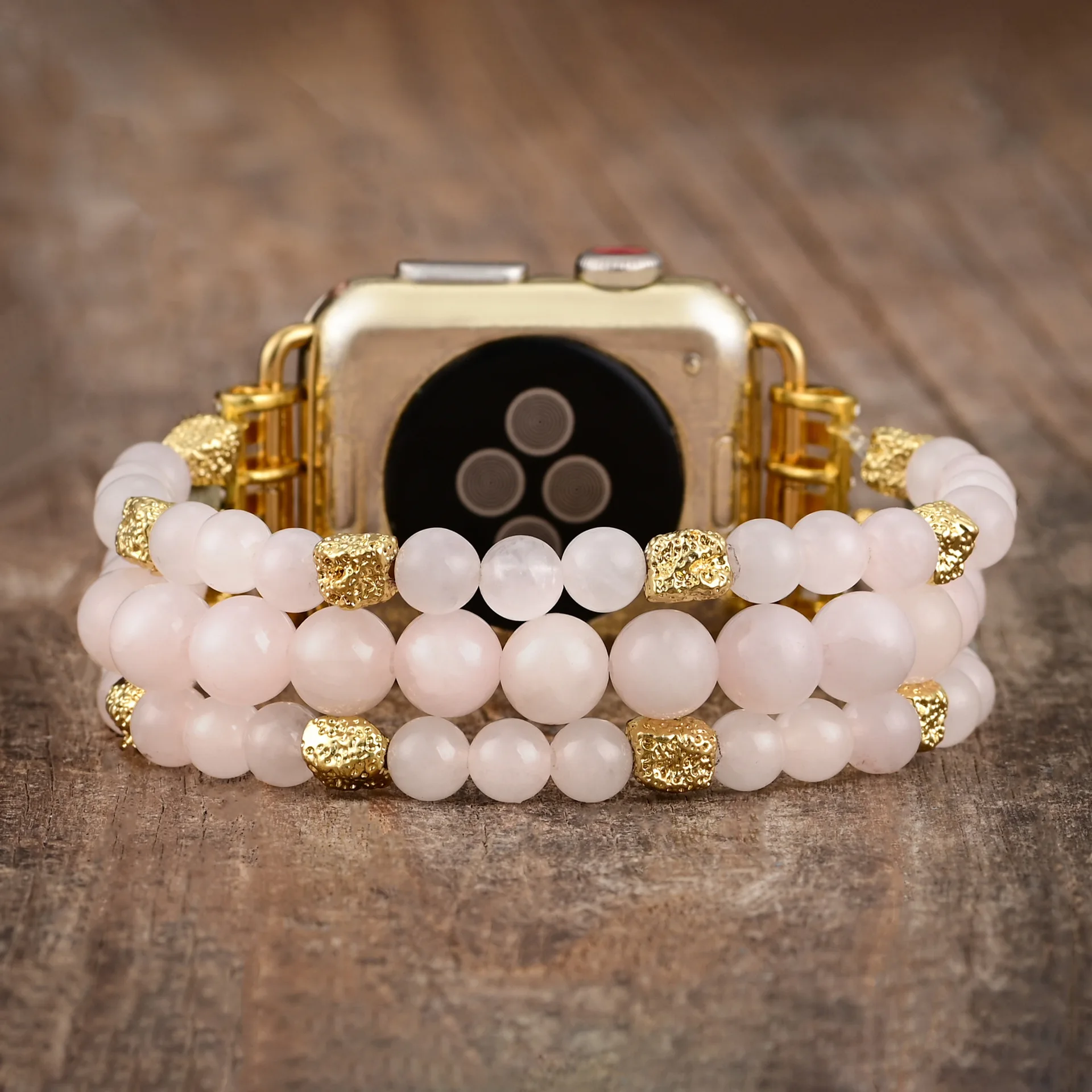 Natural Stone Rose Quartz Agate Turquoise Stretch Strap Appele Watch Band for Iwatch 38/42mm 40/44mm 41/45mm