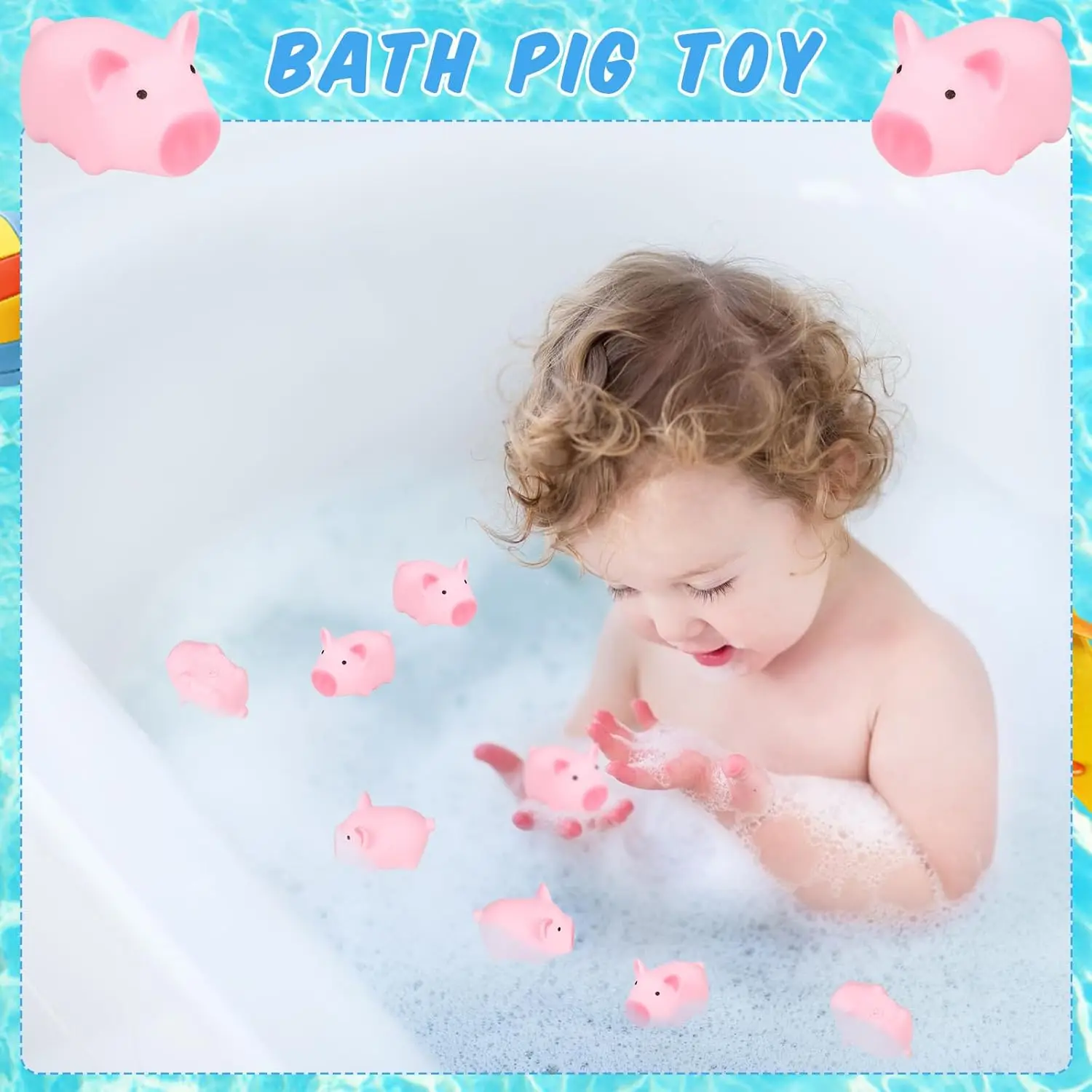 Custom Design 2 inch 1.5 inch Mini Cute Pvc Pink Pig Bath Toy baby Pink Pig Bath Toy funny Pink Pig Squeeze Toy For Kids