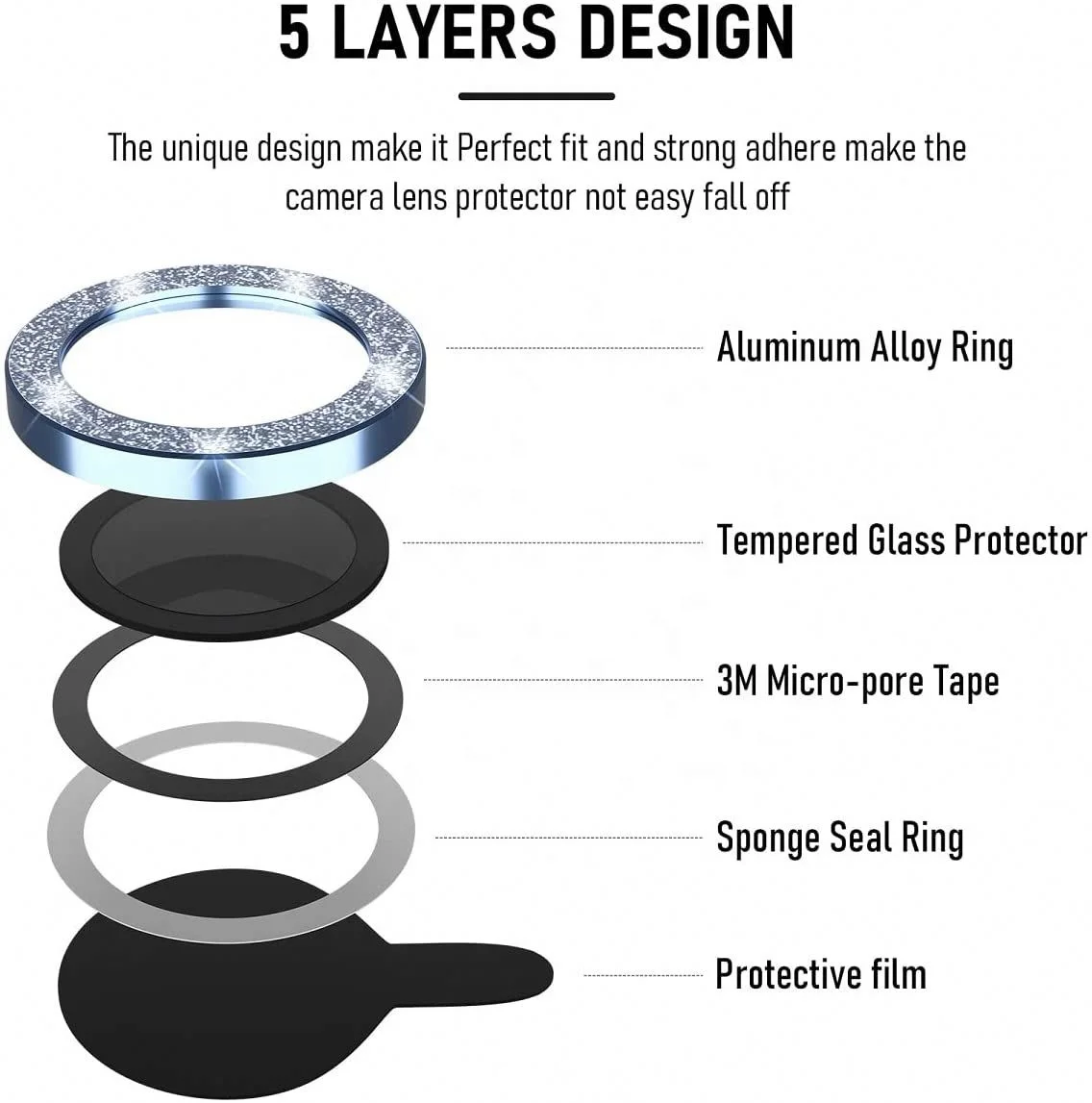 Luxury 3D Glitter Diamond Camera Lens Protector For iPhone 12 11 13 14 Pro Max Protective Cover Tempered Glass Camera Protector