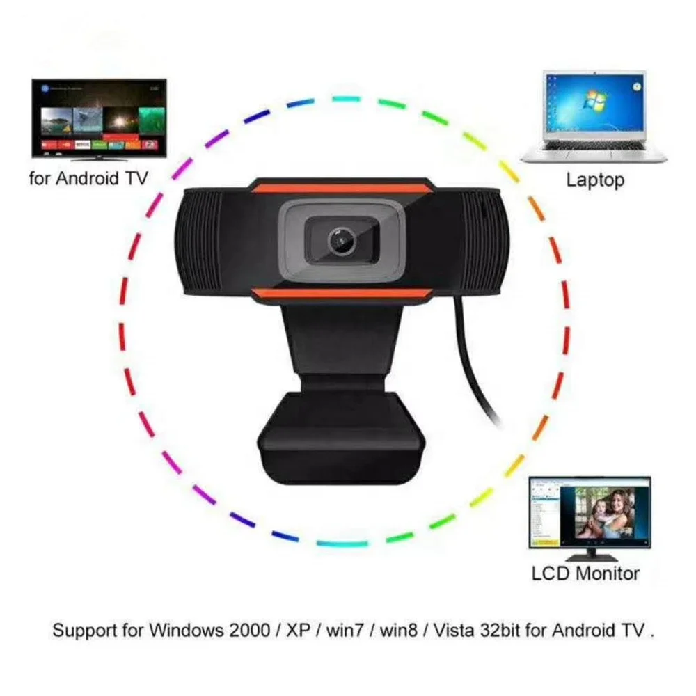 
1280x720P HD Webcam Video Record USB Microphone Web Camera PC Computer Camera With Absorption MIC for Skype for Android TV 