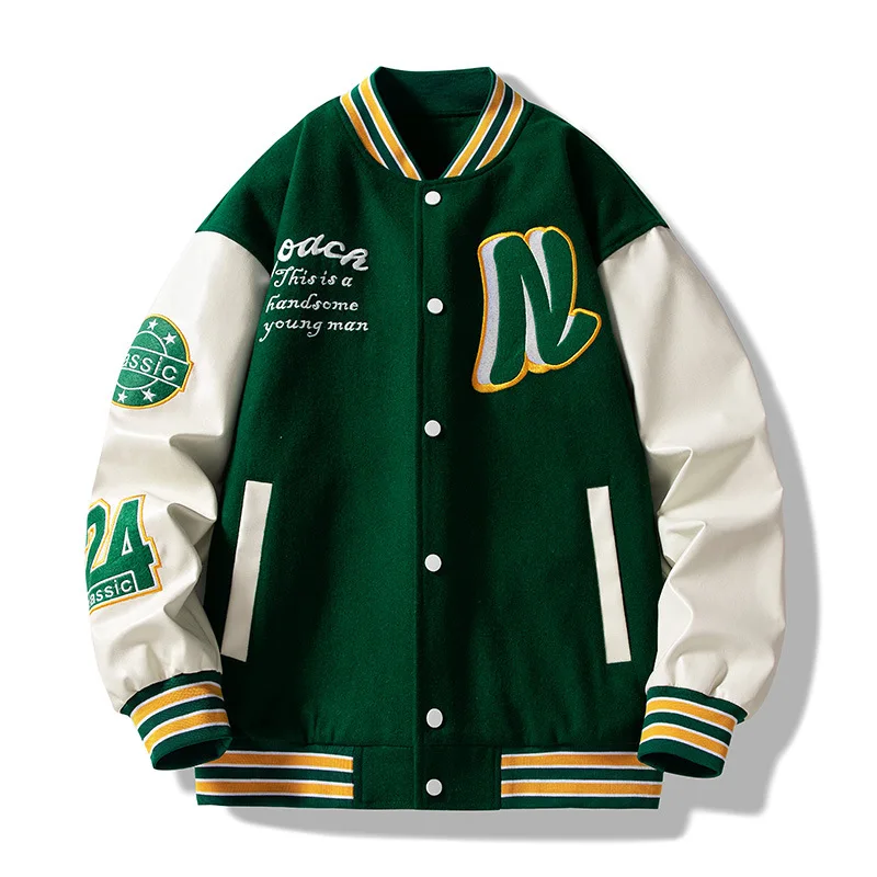 2024 Spring Hot Selling New Baseball Jacket Sportswear Trendy Letter Print  Couples Casual Jacket For Men
