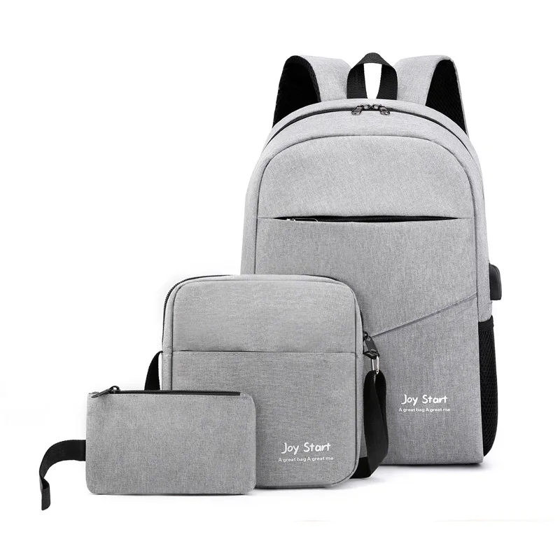Luxury Laptop Backpack Set Fashion 3 pcs Crossbody Bags Waterproof Casual Computer Rucksack with USB Charging Student School Bag