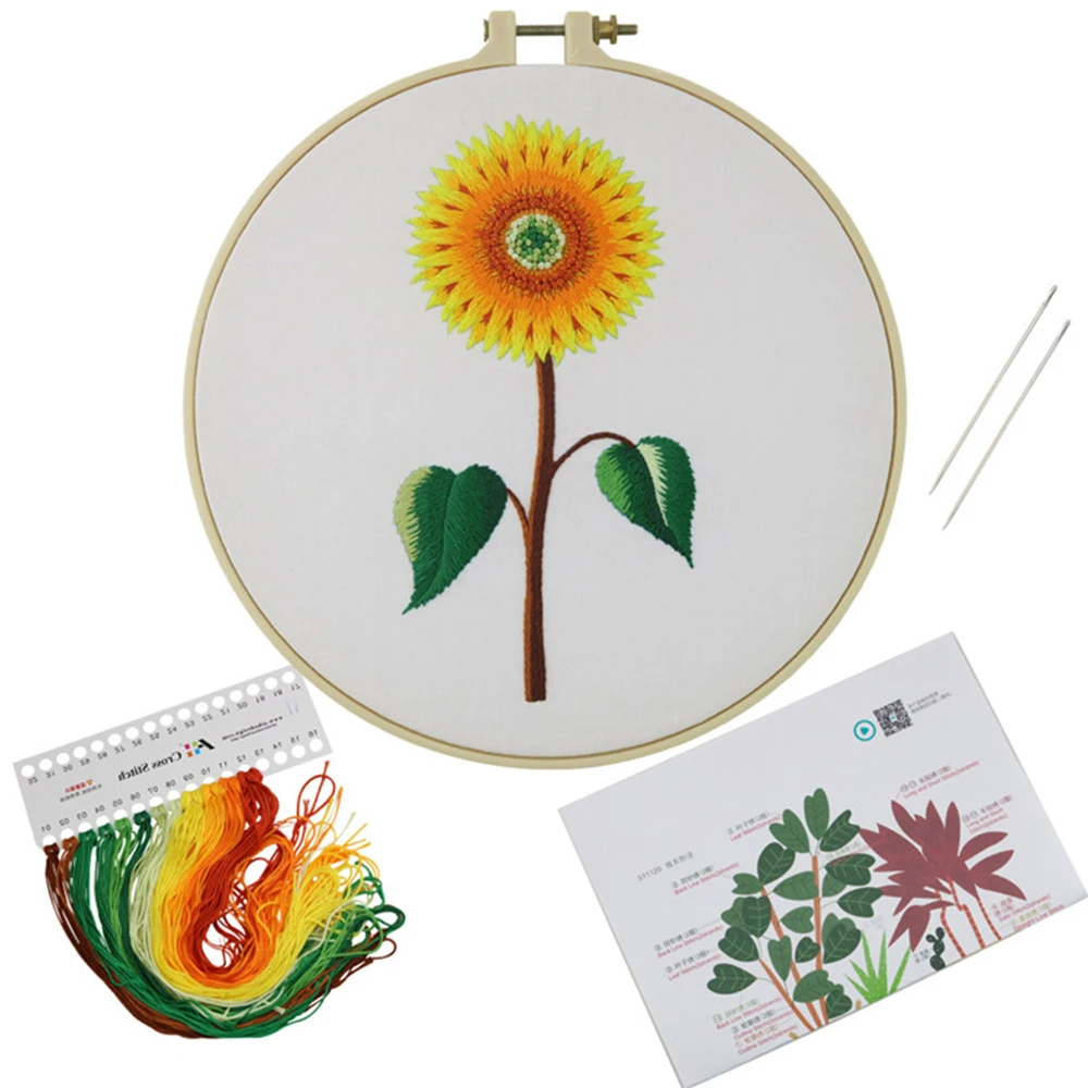 
Wholesale Sunflower Embroidery Fabric Embroidery Craft Handmade Home Decoration Embroidery Kits 