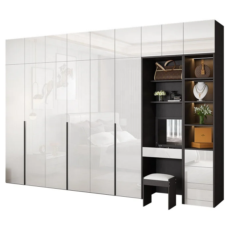 Light luxury minimalist wardrobe household bedroom modern simple UV light door cabinet wooden to top wardrobe